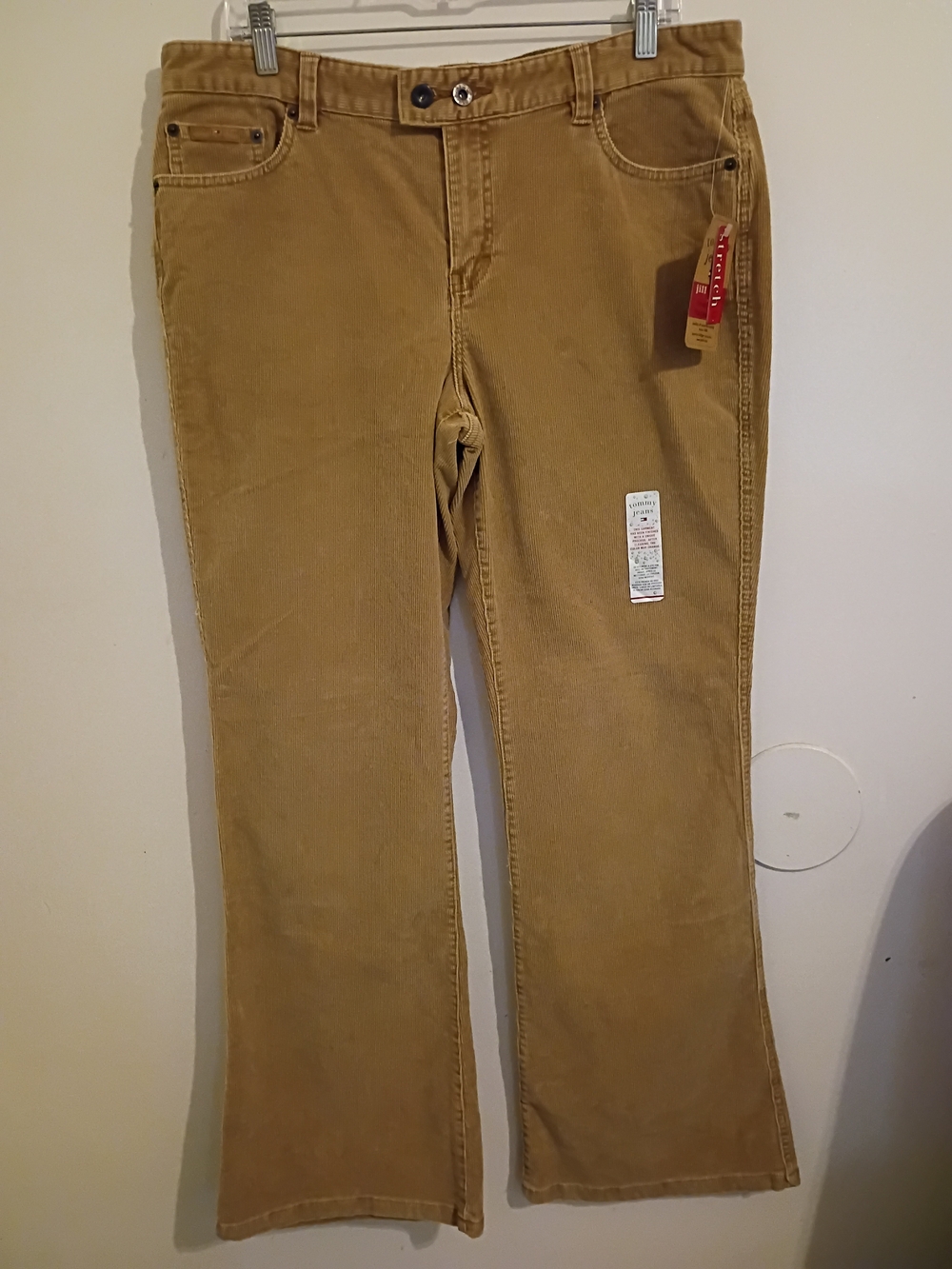 Tommy Hilfiger Women's Corduroy Flare Low-rise Pants in Camel Sz 15 NWT Y2K